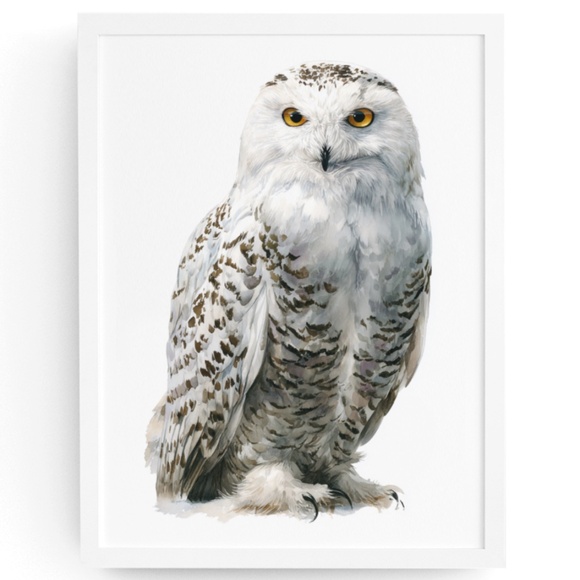 Creative Path Studios Other - Watercolor Snowy Owl Portrait Wall Art Print, Unframed - Mystic Winter Grace